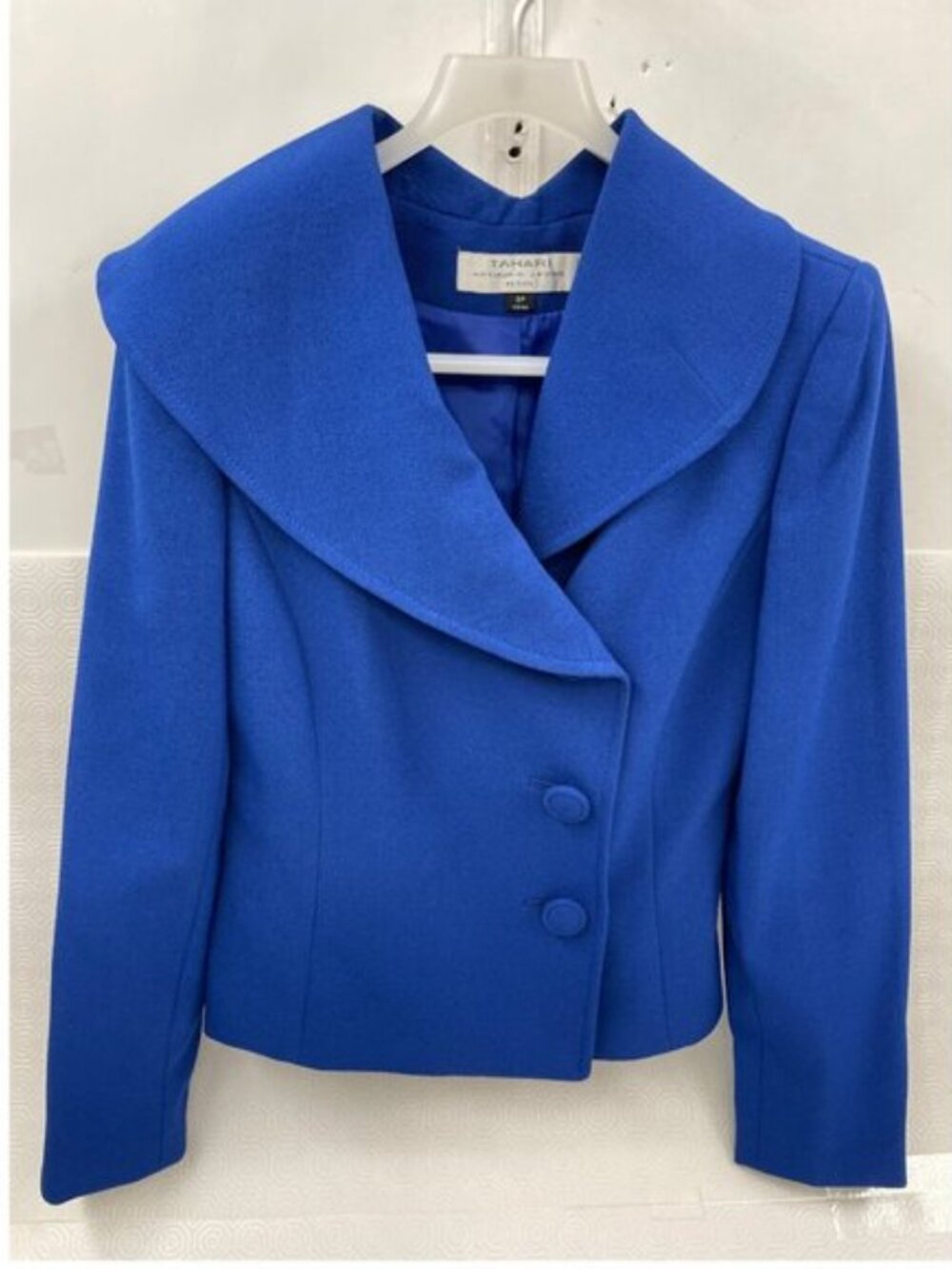 Tahari Arthur S. Levine Blue Shawl Collar Blazer Office Jacket Women's Petite 2P